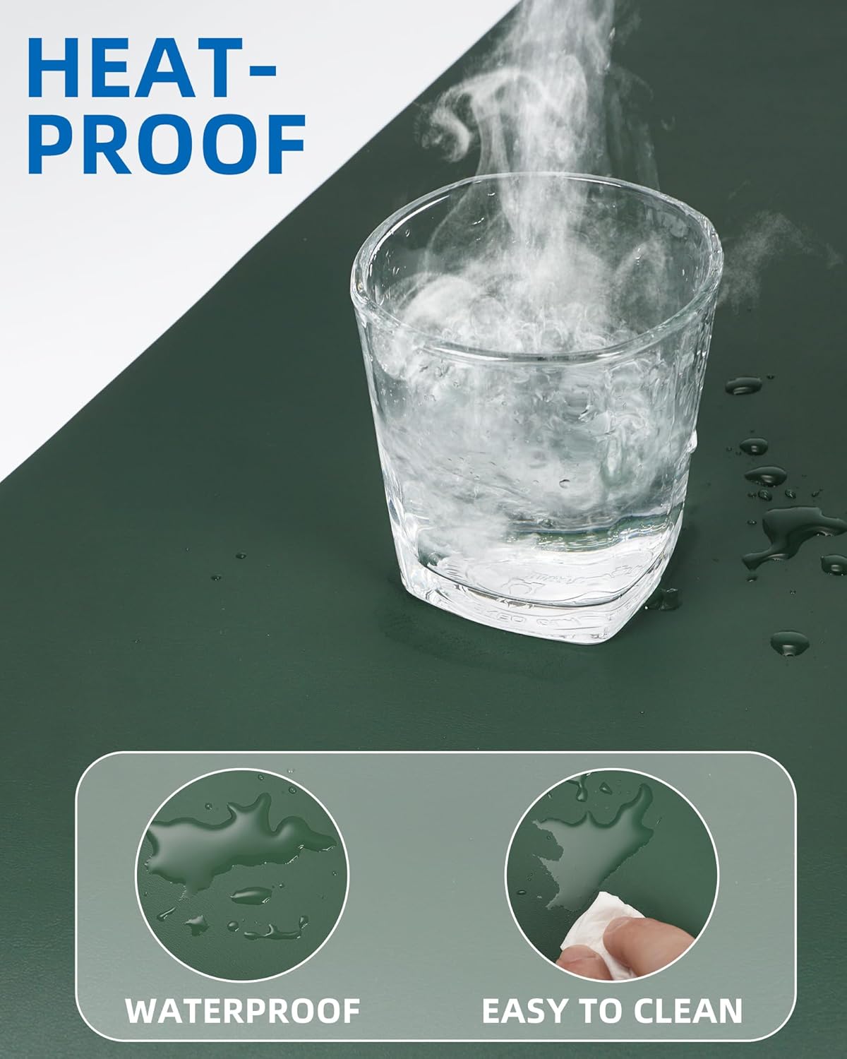 Leather Desk Pad Blotter,Mouse Pad,Office Desk Mat, Non-Slip PU Leather Desk mat,Large Desk mat,Waterproof Keyboard mat for Office/Home/Decor (Dark Green,31.5" x 15.7")