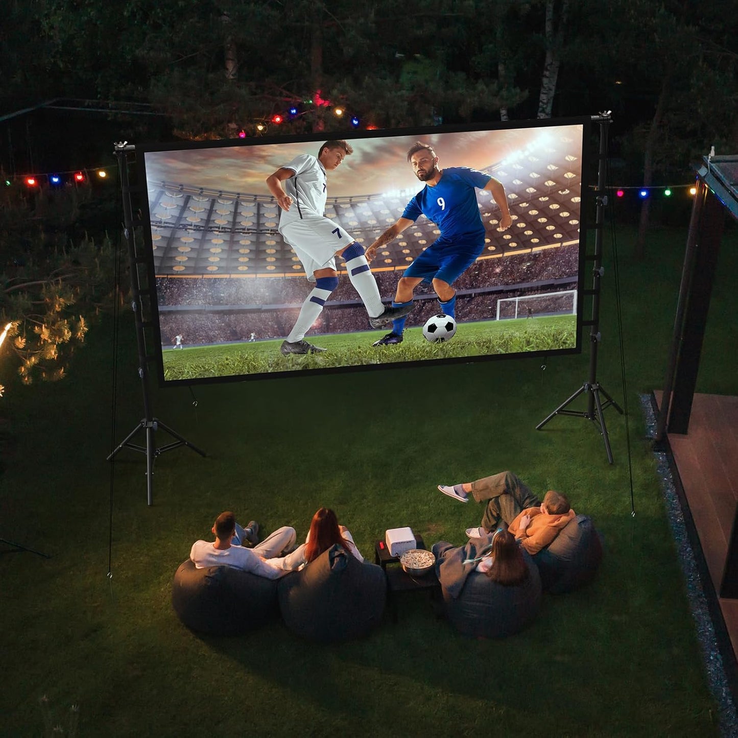 Outdoor Projector Screen with Stand: LEORFI 180 inch Projector Screen Portable, Indoor Projections Screen and Stand, Rear Front Movie Screen 16:9 4K Full HD,Support Height Adjustable for Home Theater