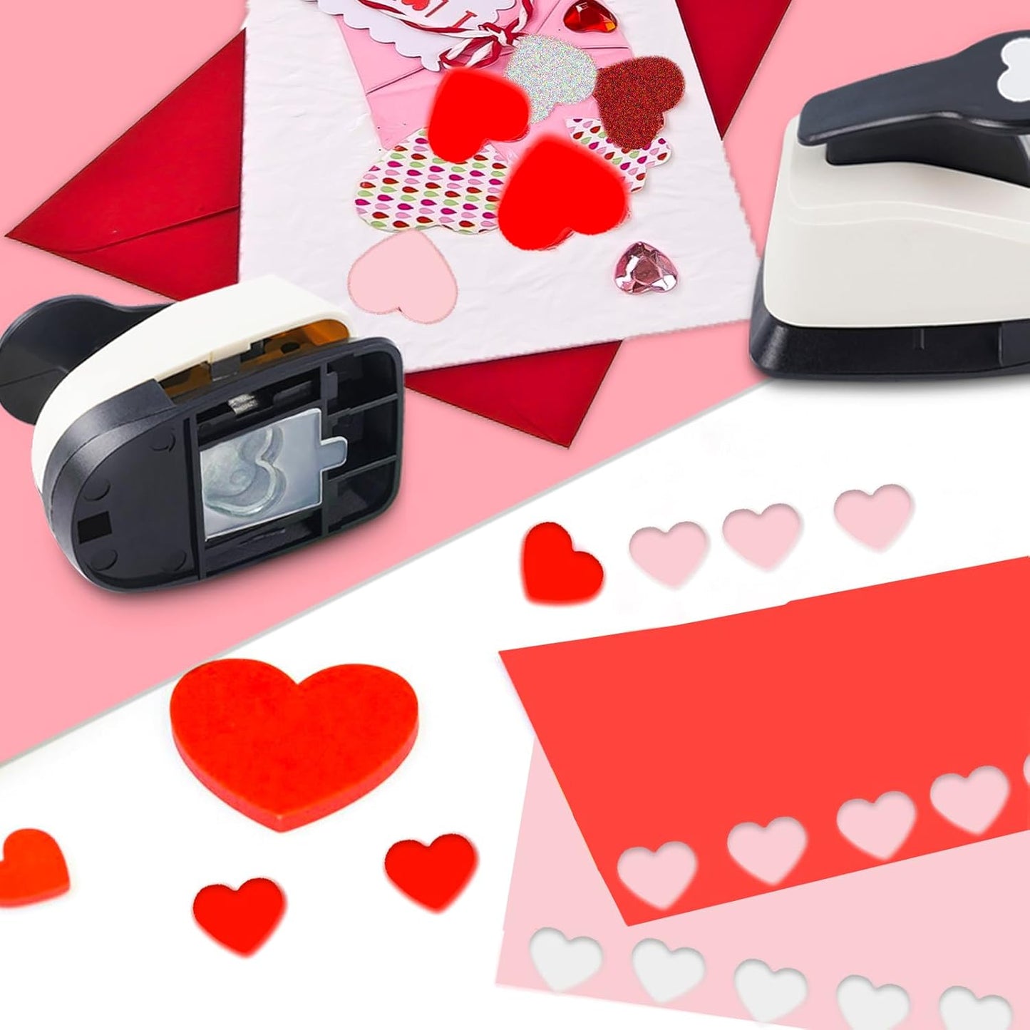 Heart Hole Punch, Paper Punches, HeartPunches for Paper Crafts, Heart Puncher, Hole PuncherHeart, Shaped Hole Punch, 1 inchHeart Paper Punch, 5/8 inch HeartHolePuncher, 3/8 inch Hole Punches Set