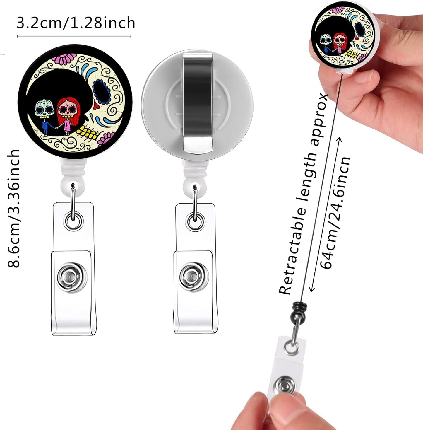 16pcs Badge Reels Retractable Badge Holders,Id Badge Holders Retractable with Clip,Cute Badge Reel for Men,Women,Girls 13