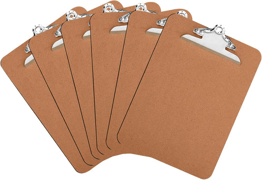 HERKKA 6 Pack Hardboard Office Clipboards - A4 Letter Size, ECO Friendly