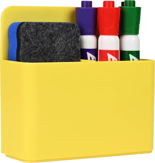 Magnetic Dry Erase Marker Holder, Magnetic Pen Marker Holder for Whiteboard, Fridge, Locker Accessories, School, Office, Home, Magnet Pen Cup,1 Pack, Yellow