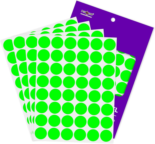 PARLAIM 1 inch Round Fluorescent Green Dot Sticker,720PCS Permanent Adhesive Color Code Circle Sticker Labels for Office Classroom Garage Sale