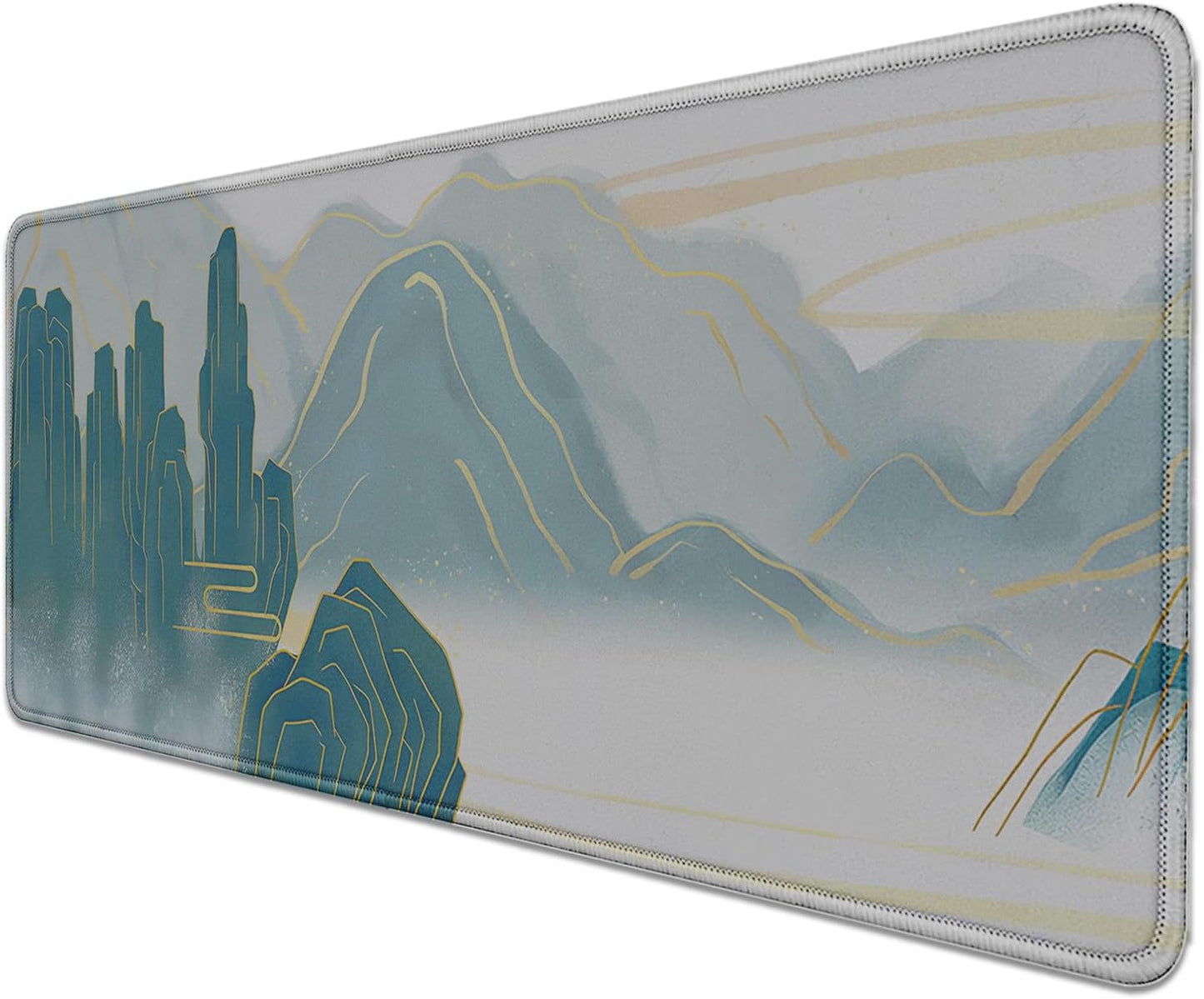 Gold Mountains Mouse Pad,Extended Mountainous Mousepad Desk Pad with Stitched Edges,Non-Slip Waterproof Rubber Base Mouse Mat for Office Computer Keyboard Laptop Home(27.5x11.8 in)