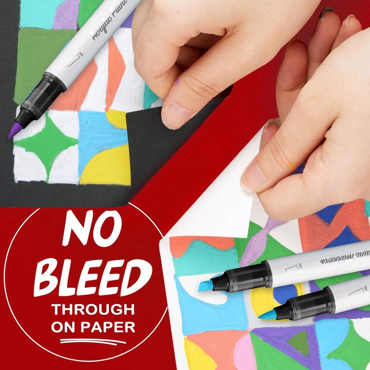 SFAIH Halloween Gifts Acrylic Paint Markers, 36 Colors Dual Tips Acrylic Brush Markers With Chisel Tip, Automatic Ink Control, Ultra-High Coverage, No Bleed Ink, Art Supplies for Rock, Canvas, Fabric