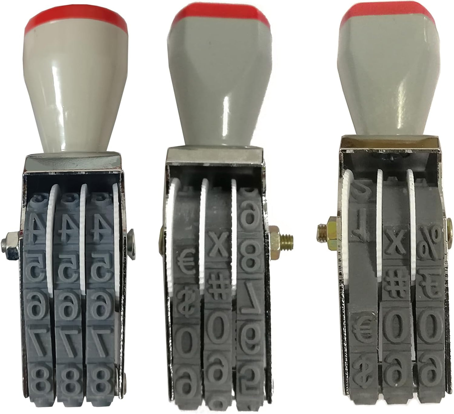 ZENG Adjustable 3-Digit Manual Rolling Stamp - Numbers 0-9 & Symbols, Metal/Rubber Office Numbering Tool, 18x7mm Imprint, Multicolor - Ink Not Included