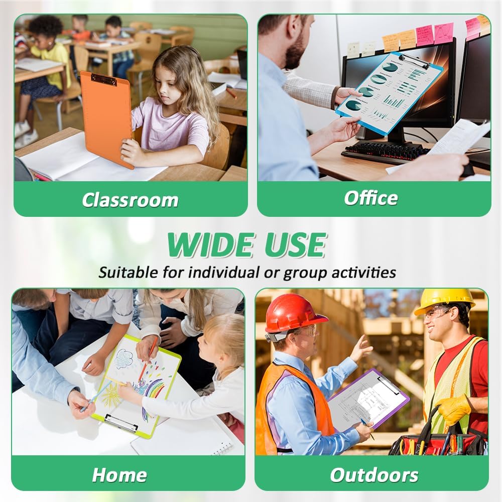 Plastic Clipboards, PANDRI 36 Pack Clear Colored Clipboards, Low Profile Clip Board 12.5 x 9 Inch Standard Letter Size, Office Supplies Classroom Teacher