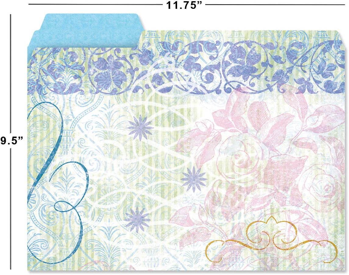 Current Floral Fun File Folders Value Pack - Bulk Set of 24, 6 Pretty Decorative Designs, 1/3 Cut Tabs, Heavy-Duty Paper Stock, Office Supplies for Home & Work, 9-½” x 11-¾” Letter Size