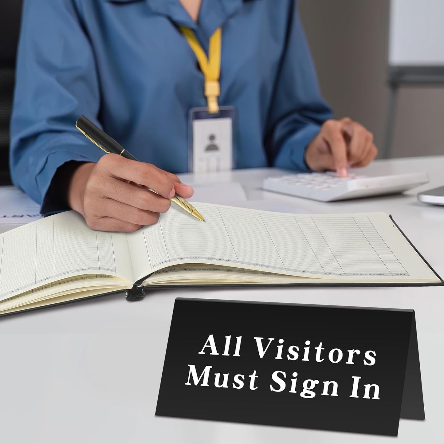 3 Pcs Visitor Log Book Set 120 Pages 8 7/8" x 7" Visitor Register Book Must Sign in Black Pens for Office Visiting Desk Wedding Reception and Events Reception Supplies