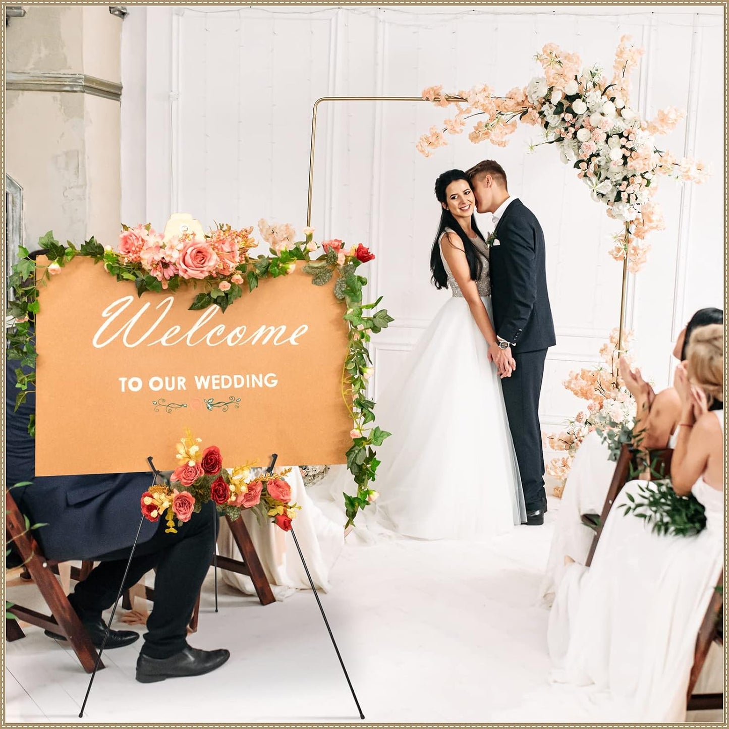 Yexiya 20 Pcs 65 Inch Easel Stand for Display Bulk, Foldable Metal Display Easel Holders with Bag Black Floor Tripod Portable for Wedding Sign Poster Artist Painting Canvas, Hold 44 Lbs