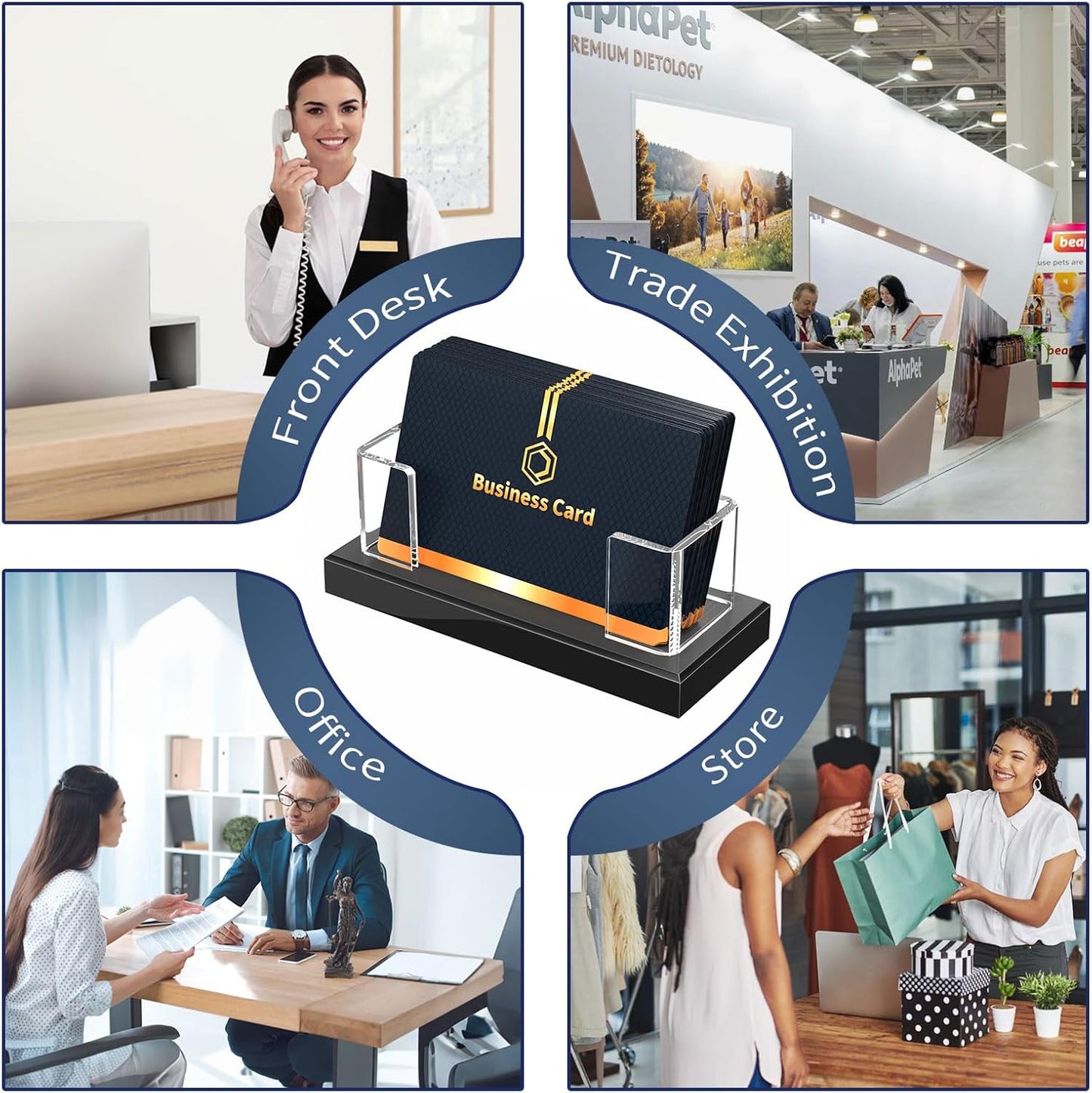 NIUBEE Acrylic Business Card Holder: Clear Plastic Business Cards Display Stand for Desk - Gift Card Organizer for Office 8 Pieces