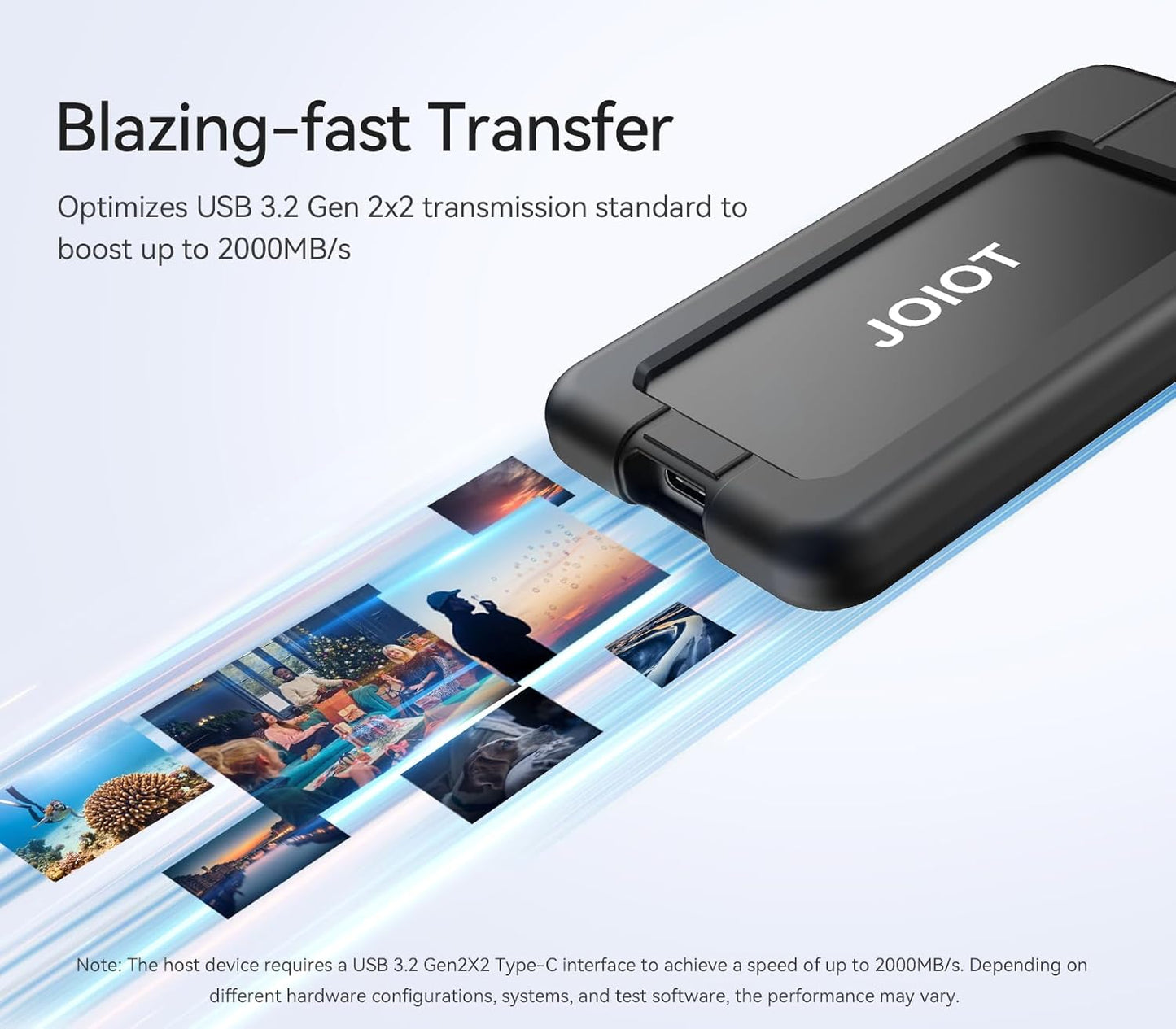 512G Portable SSD Up to 2000MB/s USB-C USB 3.2 Gen 2x2 External SSD with Protective Case Shockproof Type-C External Solid State Drive