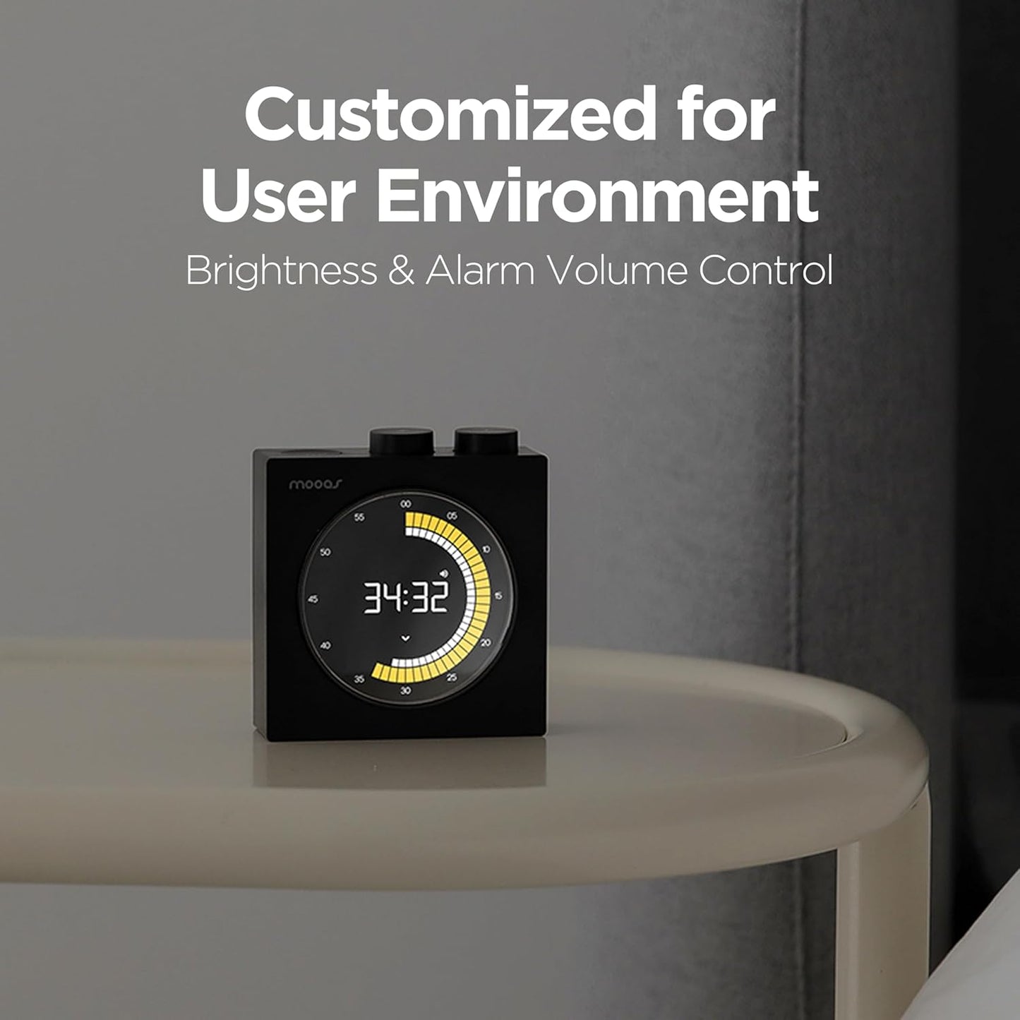 mooas Time Loop Digital Visual Timer, Rechargeable Wireless, LCD Large Display, Portable, Visual Timer, Brightness Adjustment, Count Up/Down, Pomodoro Timer for ADHD, Study, Home Schooling (Black)