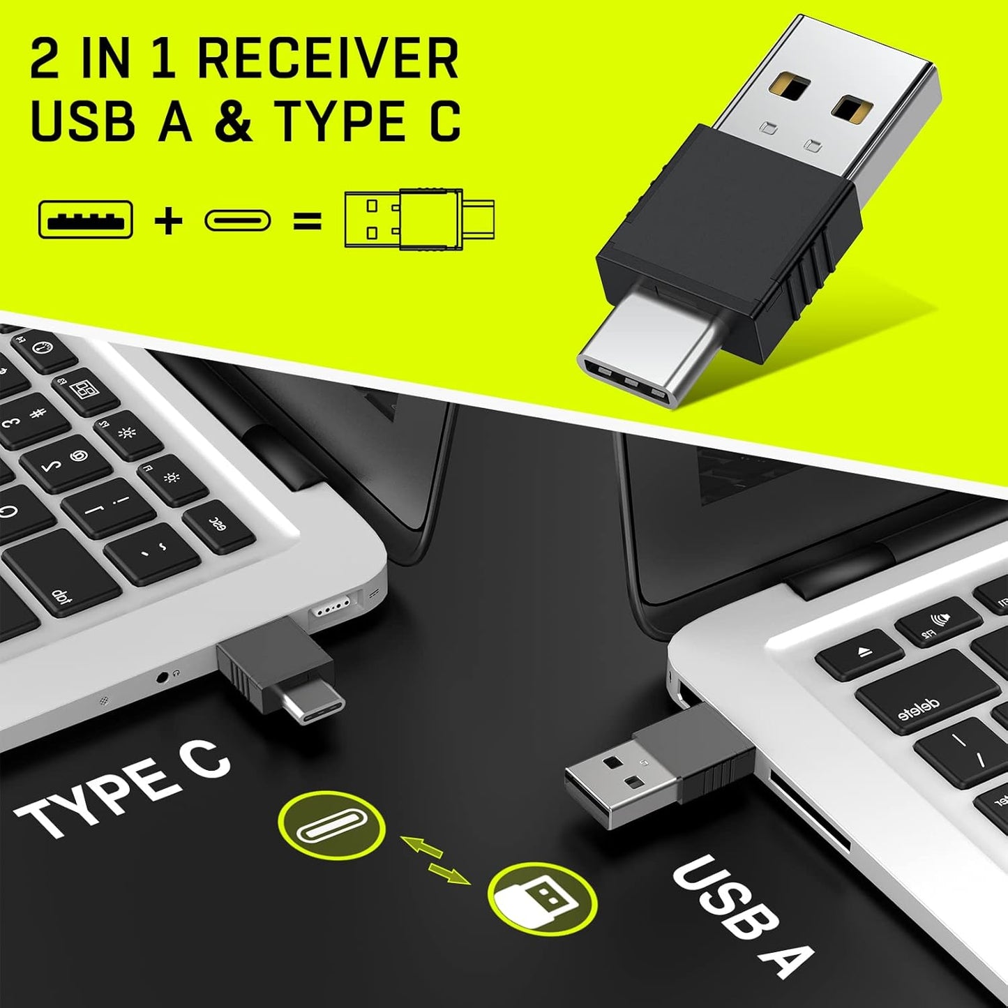 2 in 1 USB Type C Presentation Clicker with Red Light Pointer, Wireless Presenter for PowerPoint Presentation PPT Clicker, 2.4GHz Presenter Remote Slide Advancer for MacBook/Computer/Laptop