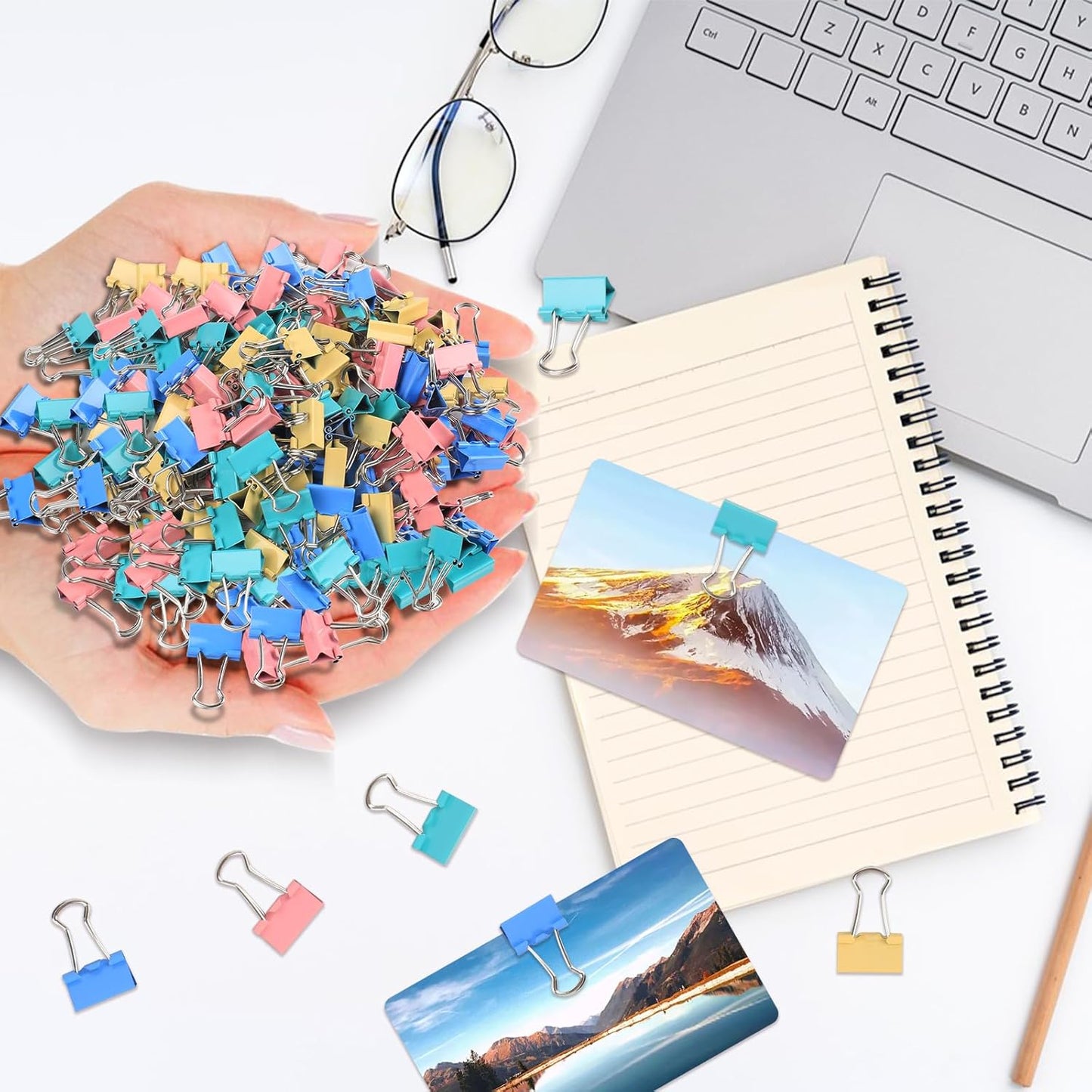 Ufmarine 120 Pcs Mini Binder Clips 15mm, Smal Binder Clips Colored for Office