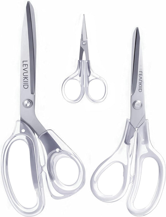 9 Inch All Purpose Scissors for Adults - Ins Style Clear Handle, 2Cr13 Stainless Steel Sharp Blade - Ideal for Fabric Crafts, Tailor's Shears - All-Purpose Fabric Scissors, Crafting & Office