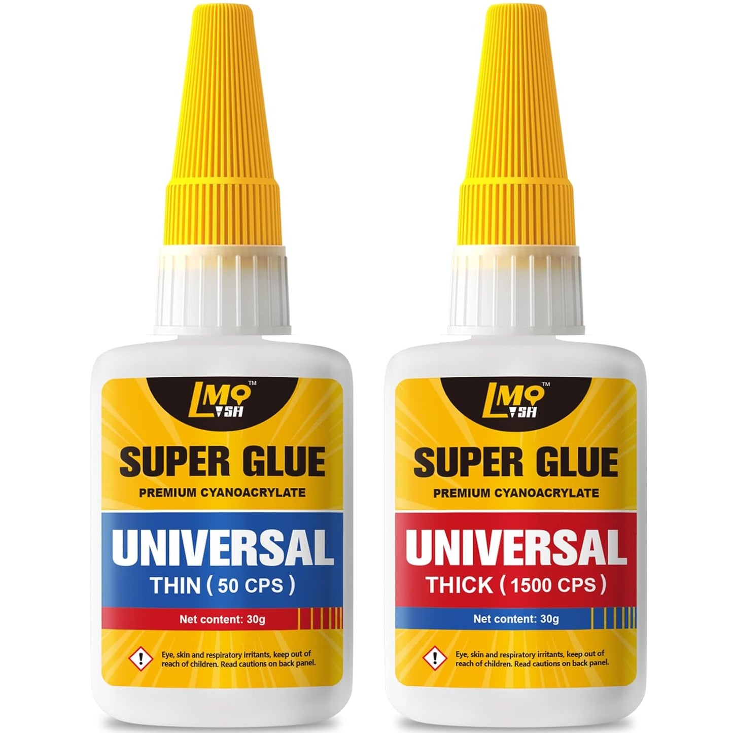 Super Glue Thin and Thick Liquid CA Glue Clear 60 Gram, All Purpose Superglue Cyanoacrylate Adhesive for Shoe Repair Ceramic Plastic Leather Glass Model Metal Wood Pottery Porcelain, Instant Bonding