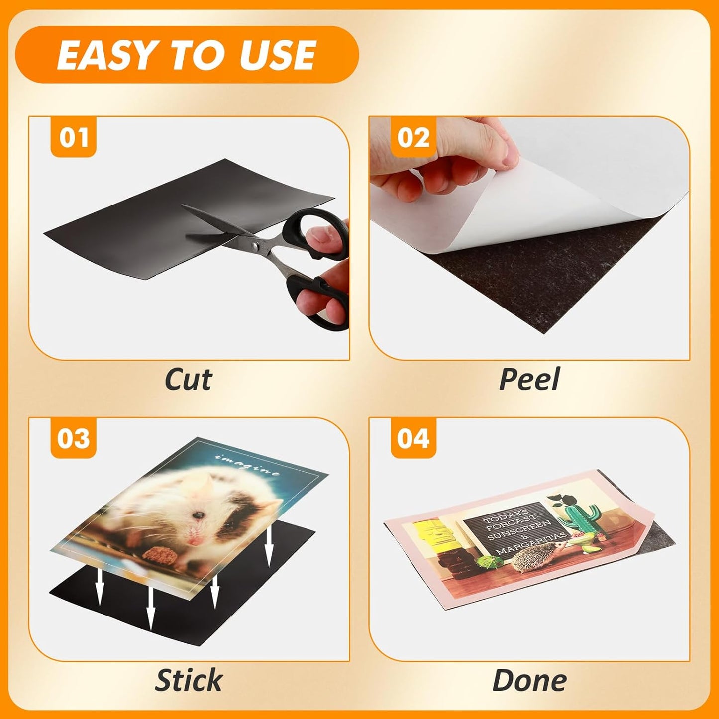 Magnetic Sheets with Adhesive Backing 4 x 6 Inch, 200 Packs Adhesive Magnetic Sheets, 20 mil Flexible Magnet Sheets for Craft Projects, School, Office, Photo Magnets, Fridge Magnets