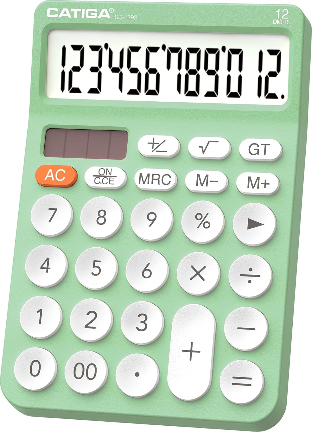 CATIGA 12 Digit Desktop Calculator Basic Desk Calculator with Large LCD Display, Big Buttons, 4 Function, Solar and Battery Dual Power, for Office, School, Home, SD-1292 Mint