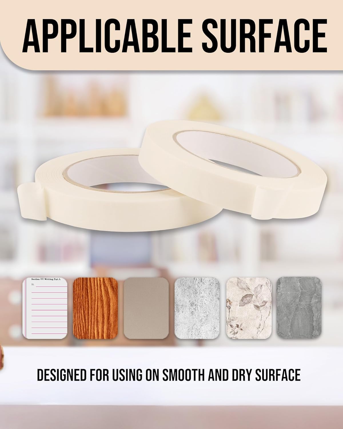 Lichamp Masking Tape, White Painter Tape 1 inch and 2 inch Wide, 10+5 Pack White Tapes Bulk, Total 825 Yards