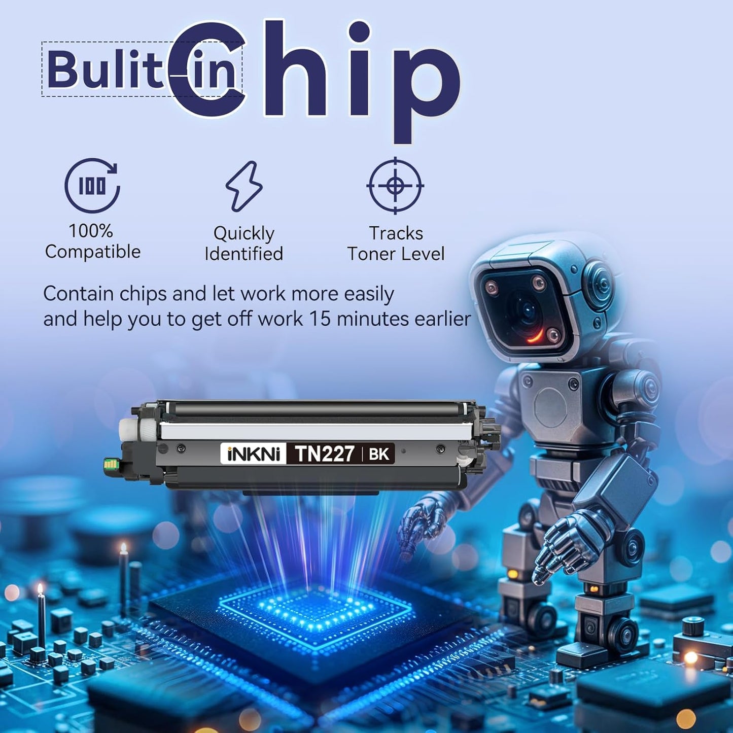 TN227 high yield toner cartridge 4 pack(with chip) Compatible Replacement for brother tn227 tn227bk tn223 tn-227 tn-227bk toner for HL-L3270CDW MFC-L3770CDW MFC-L3710CW HL-L3290CDW MFC-L3750CDW Prints