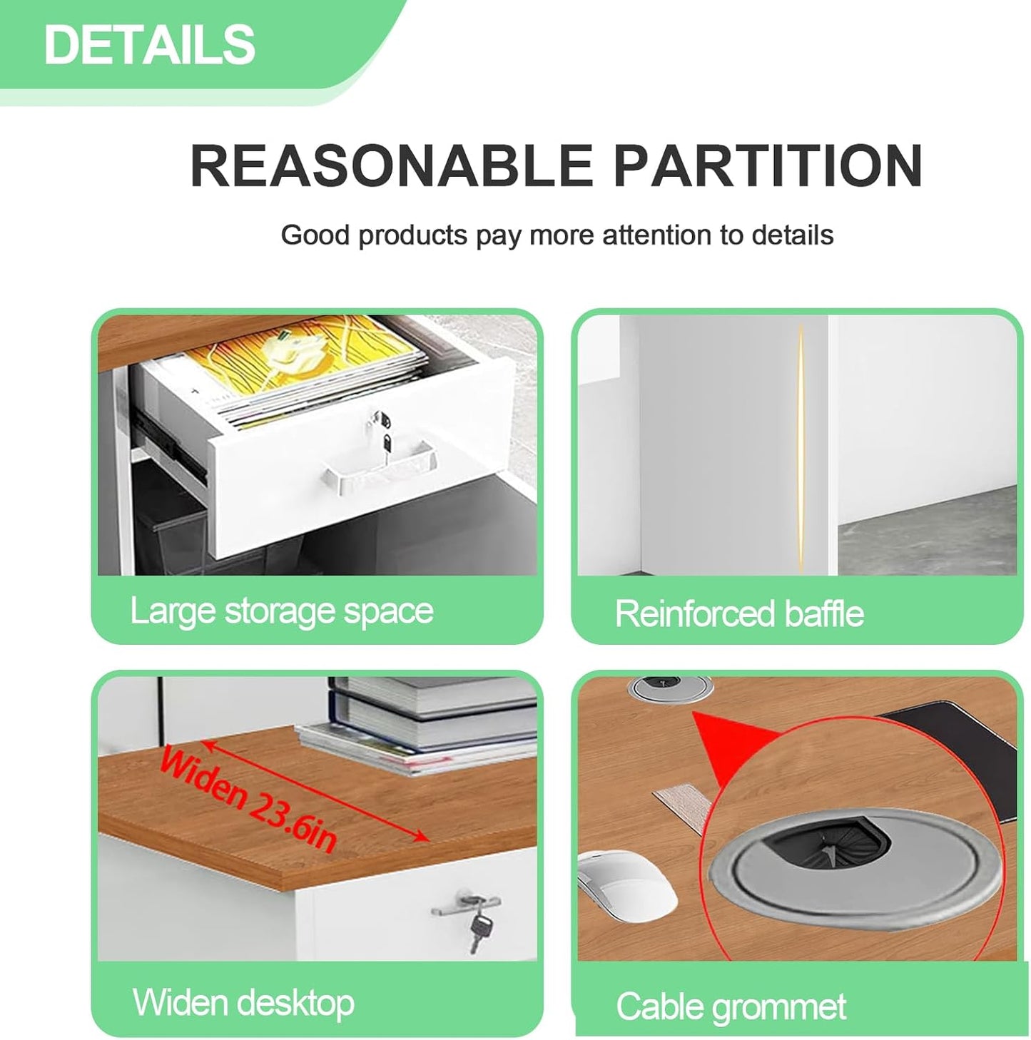 Modern Reception Desk with Counter and Drawer Office Front Desk with Cabinet Wooden Commercial Reception Table Checkout Counter for Retail Salon Lobby White and Brown Left 71inch/180cm