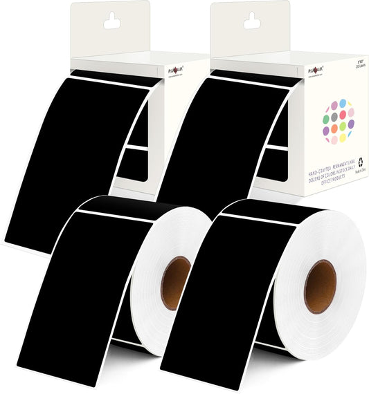 PARLAIM 3x5 inch Rectangle Color Code Stickers, 1000PCS 4 Rolls Square Adhesive Inventory Label, Black