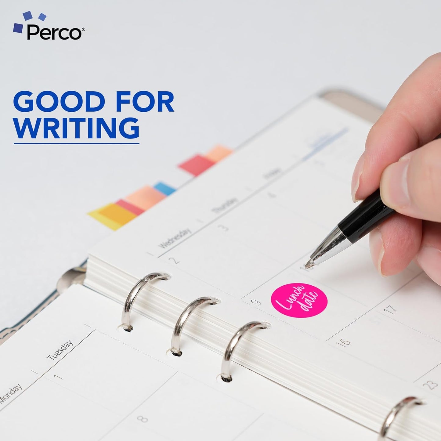 Perco Fluorescent Pink 1-Inch Round Circle Dot Sticker Labels - Multi-Roll Pack (3 Rolls, 1,000 Labels Each) - Permanent Adhesive, Vibrant Colors, Strong Hold - Perforated for Easy Use - Made in USA