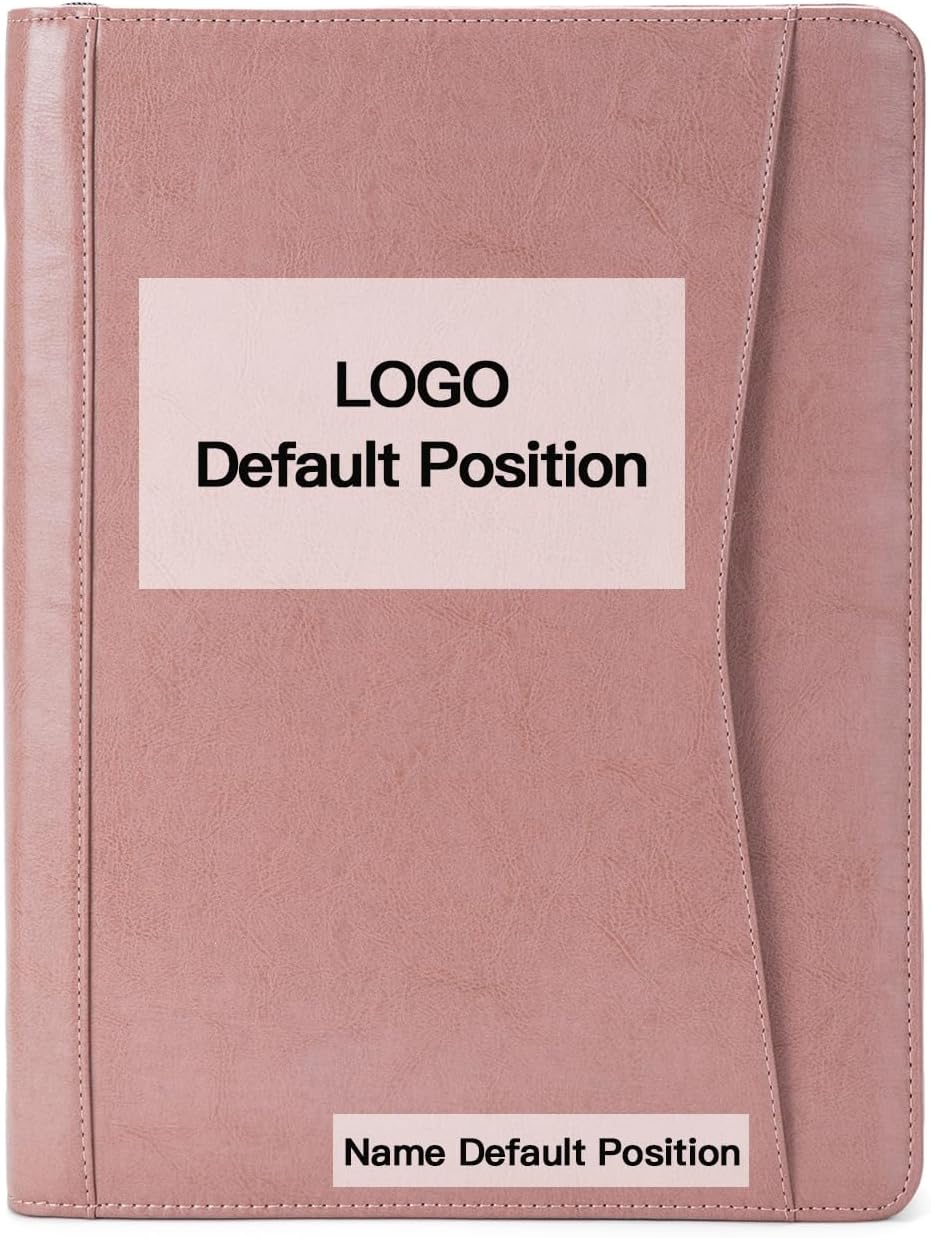 Personalized Vegan Leather Portfolio with Front Pocket for Women, Custom 8.5 x 11 Legal Pad Notepad Holder, Zippered Business Organizer, Professional Work Folder, Pink
