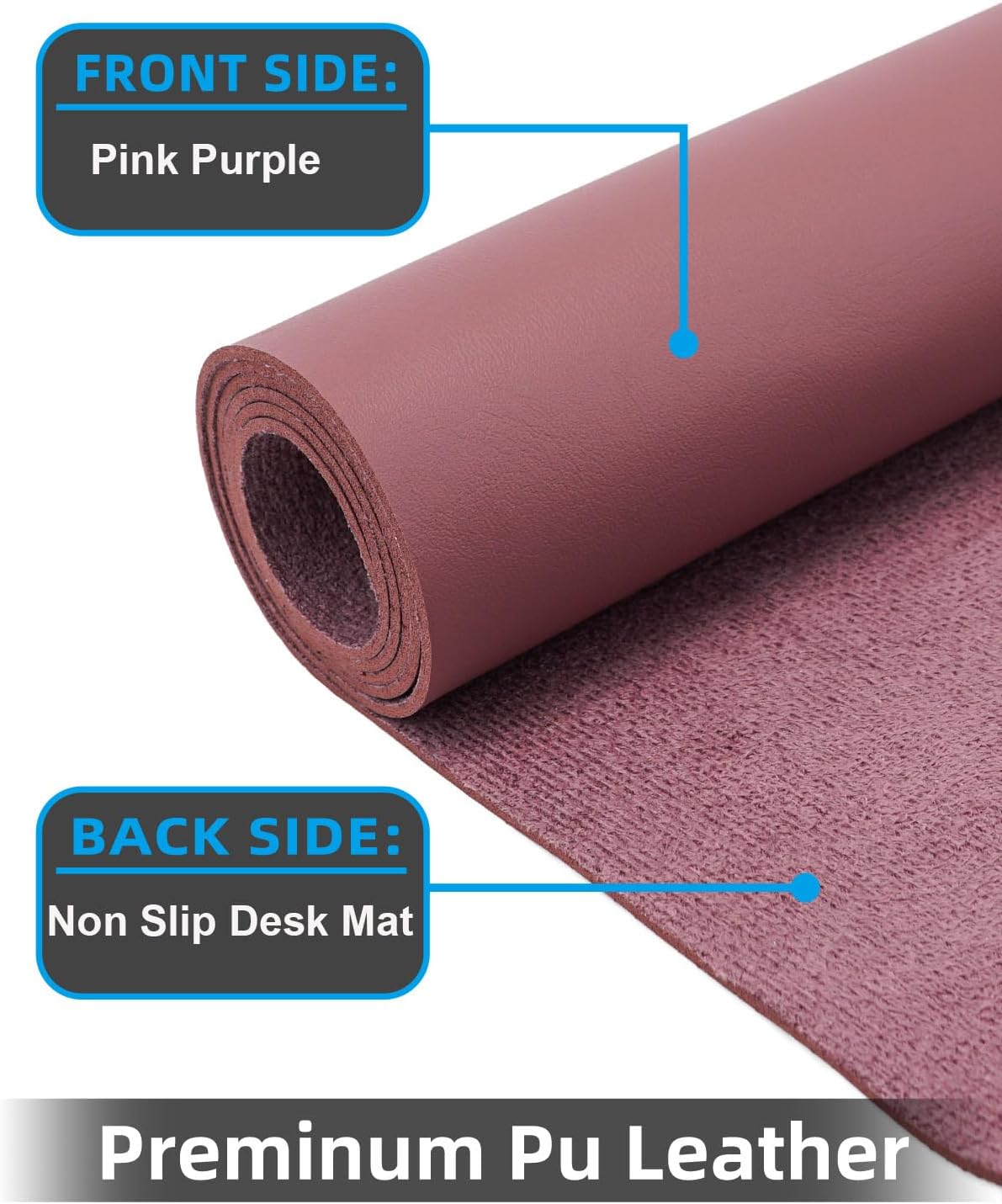 Small Desk Mat,Leather Desk Pad Protector,Desk Mouse pad,Office Desk mat,Laptop Mat for Desk, Non-Slip PU Leather Desk Blotter,Waterproof Desk Writing Pad for Office/Home(31.5"x15.7",Light Purple)