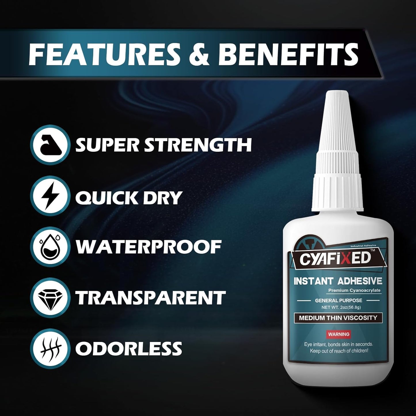 Super Glue Liquid 113.6 Gram, Fast Medium Thin Viscosity Instant Clear Cyanoacrylate Adhesive, Food Safe CA Glue for Shoe Repair Leather Ceramic Plastic Glass Metal Wood Aquarium Rubber Pottery Craft