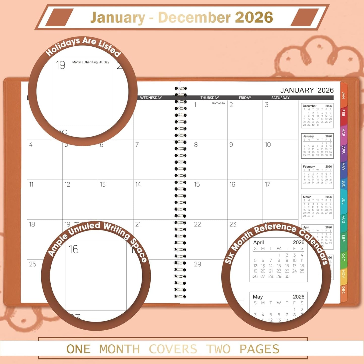 2026 Monthly Planner - Monthly Planner 2026 from JAN. 2026 to DEC. 2026, 8.86'' x 11.4'' with Coated Tabs, Inner Pocket