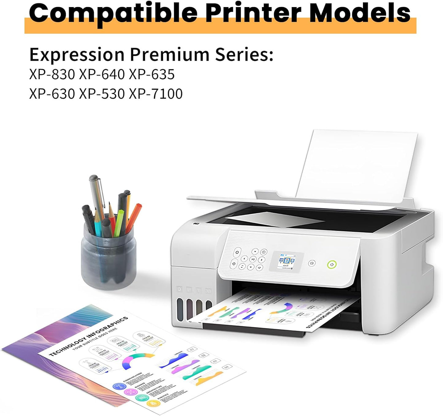 Remanufactured Ink Cartridge Replacement for Epson 410 Ink Cartridges 410XL T410 T410XL for Epson XP-7100 XP-530 XP-630 XP-640 XP-900 XP-830 Printers(Cyan, Magenta, Yellow)