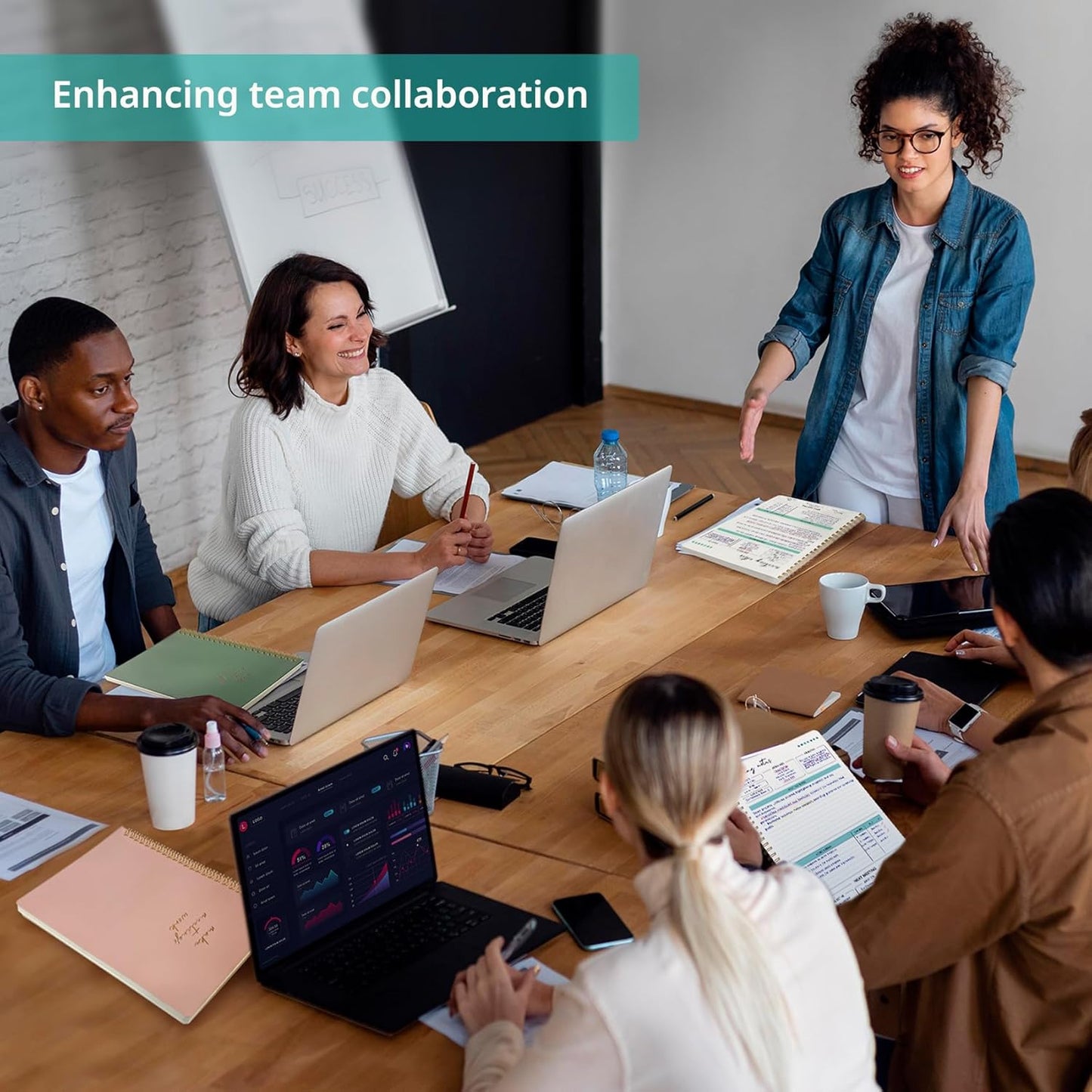 6 Pack of Meeting Notebook for Work Organization - Work notebook with action items, Meeting Minutes Planner Notebook, Perfect Office Supplies for Men & Women - Black