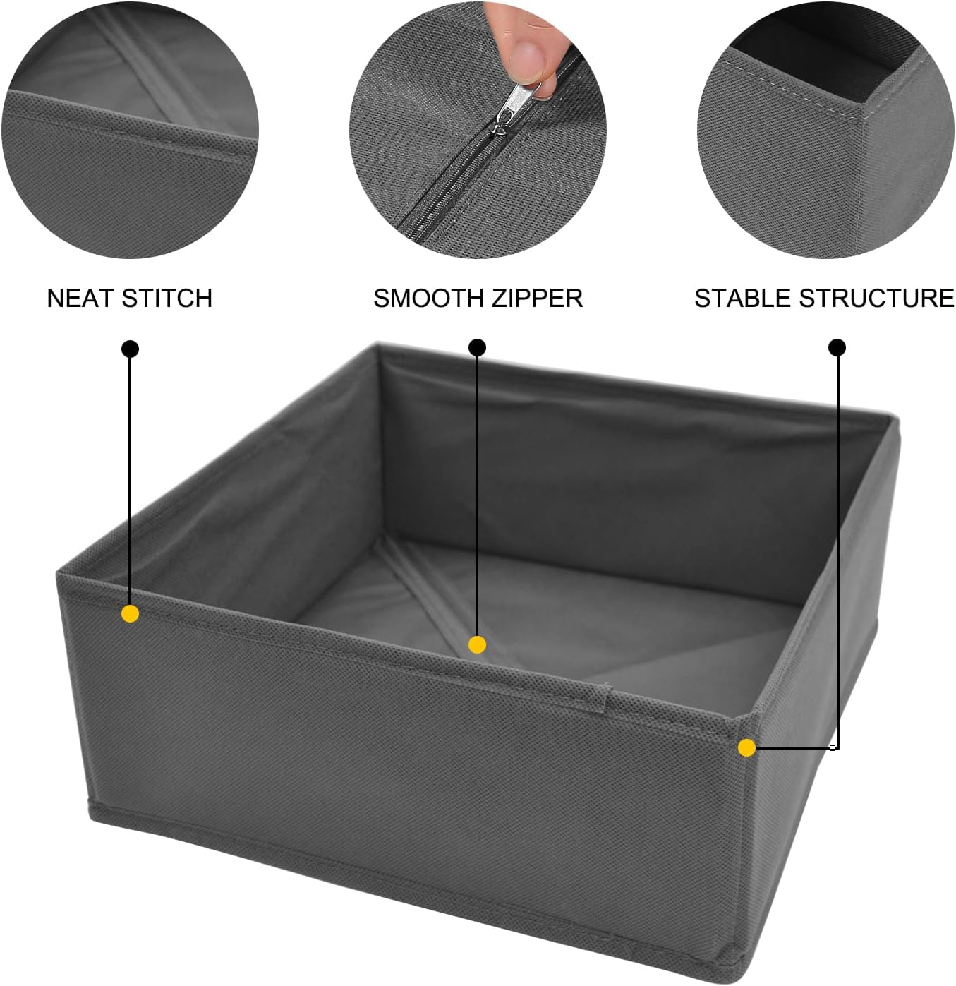 6 Pack Drawer Organizers for Clothing,Fabric Foldable Closet Organizers and Storage Dresser Drawer Dividers Storage Basket Bins for Clothes,Socks,Scarves,Ties,Underwear,Towels