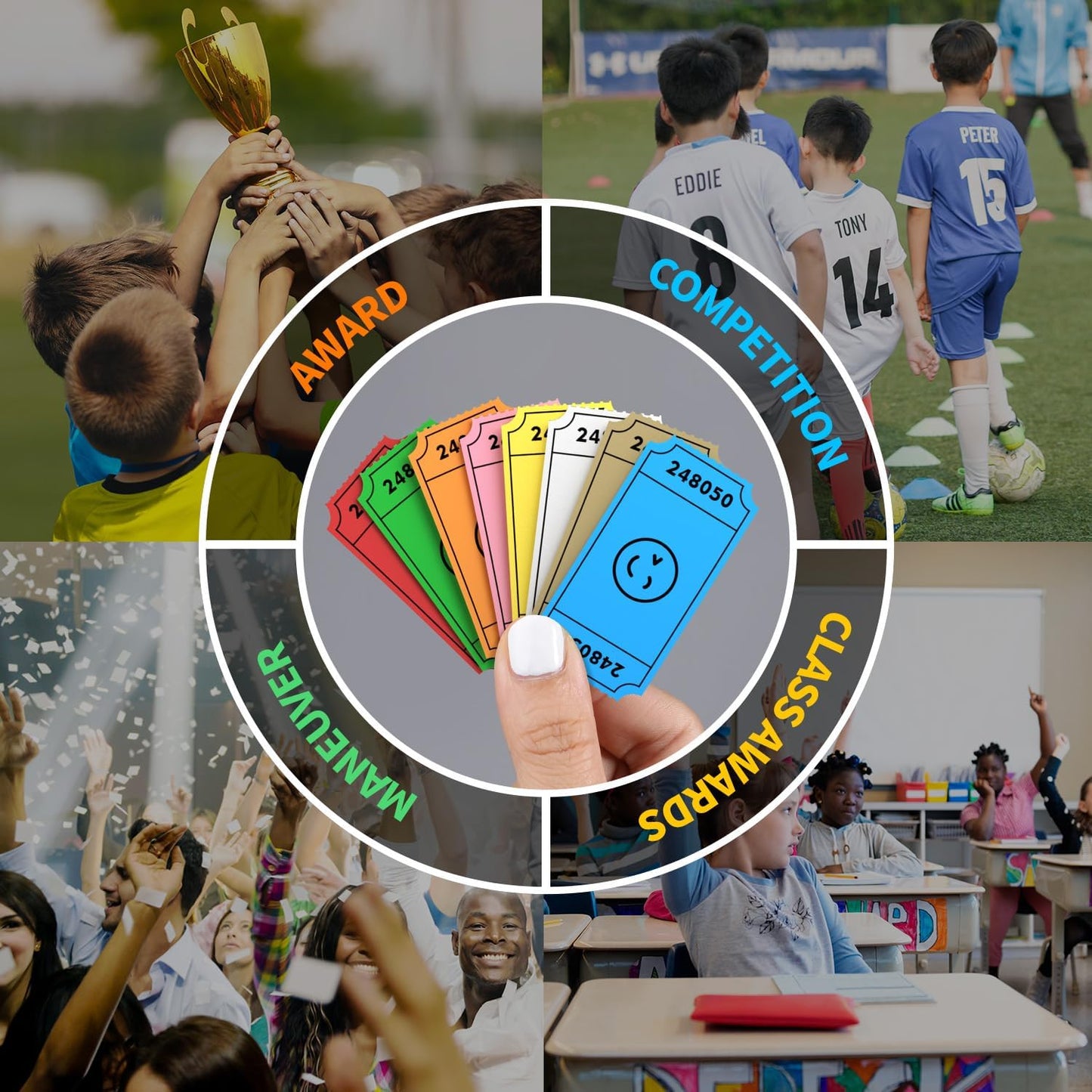 Methdic 1000 Smile Raffle Tickets Blue, Single Roll, Ticket for Events, Entry, Class Reward, Fundraiser & Prizes