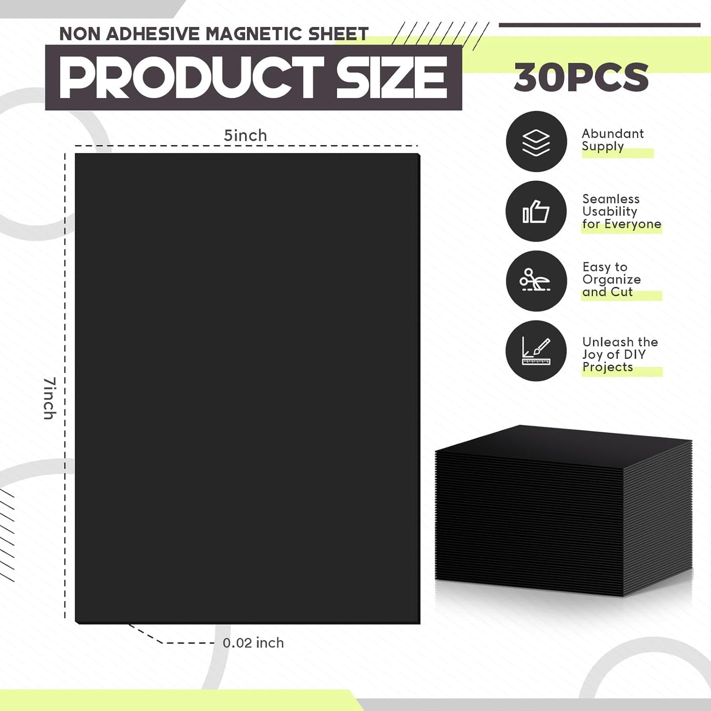 30 Pcs Non Adhesive Magnetic Sheet 5 x 7 Inch for Die Storage Flexible Magnetic Sheets Plain Sheet for Arts and Crafts Scrapbooking DIY Photography, Easy to Cut and Organize