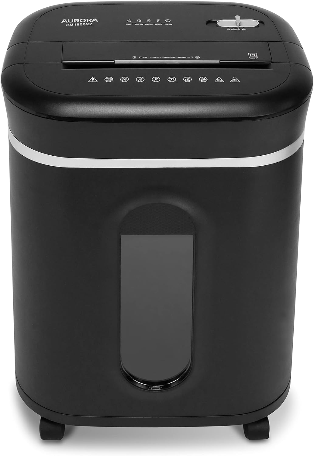 Aurora Long Duty Cycle 18-Sheet Crosscut Paper/CD/Credit Card Shredder, AntiJam Feature, 30-Minute Continuous Run Time, Large 6-gal Pullout Basket