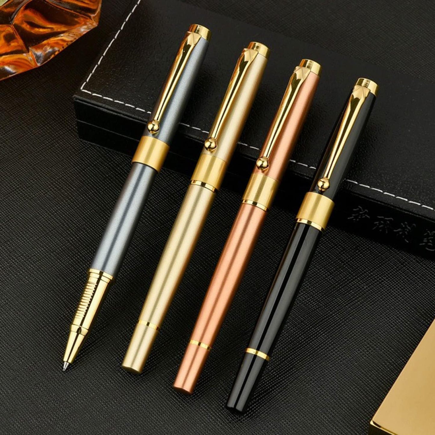 YIVONKA Ballpoint Pen Black Refill,Luxury Ballpoint Line width 0.5mm,Best Ball Pen Gift Set for Men & Women Professional Executive,Office,Nice BallPens Classy Gift Box (Rose Gold)