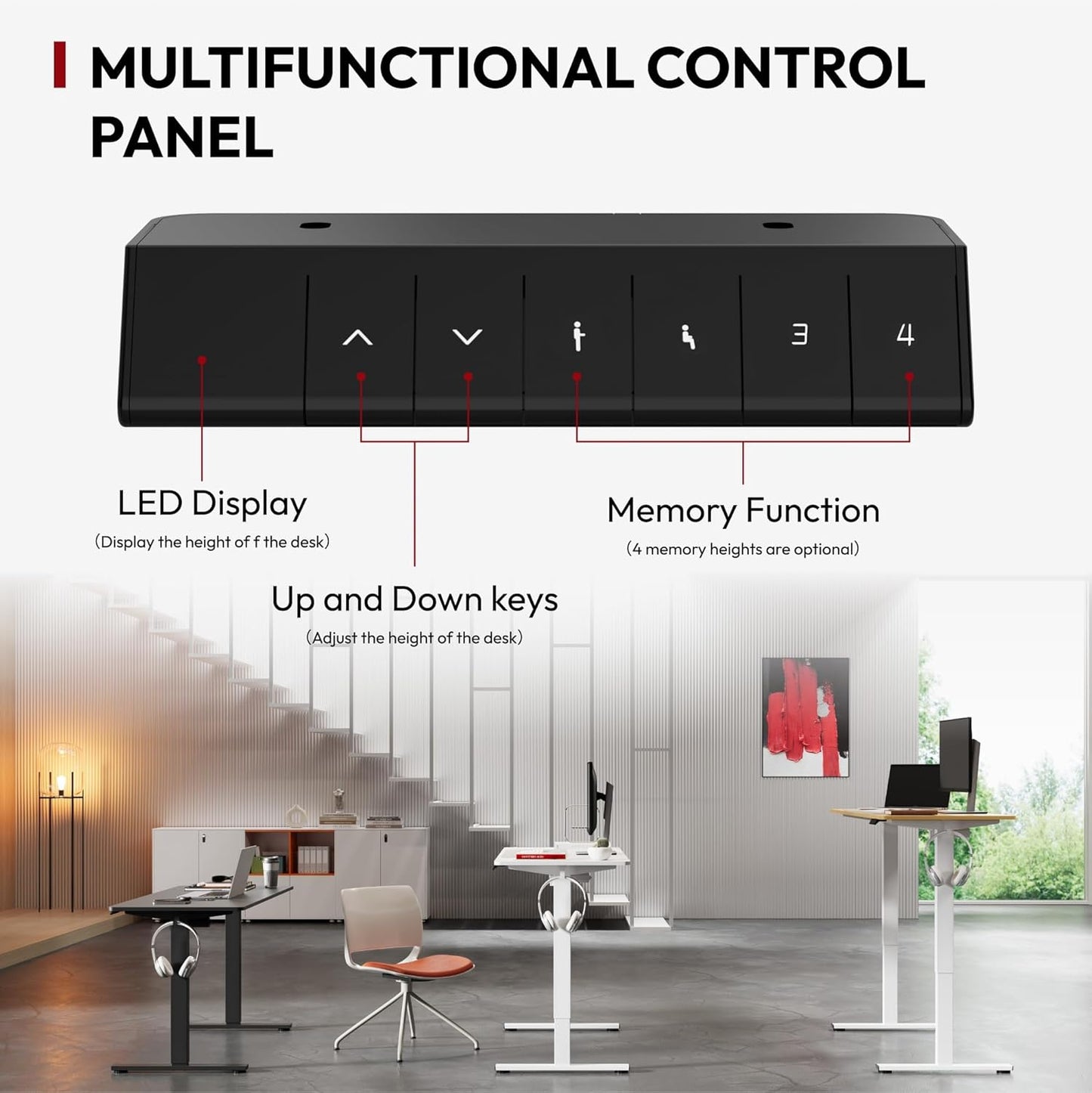 SANODESK Electric Standing Desk 55x24 Inch Height Adjustable Stand Up Desk Home Office Computer Workstation Sit Stand Home Office Desk with Splice Board (White Frame + White Top)