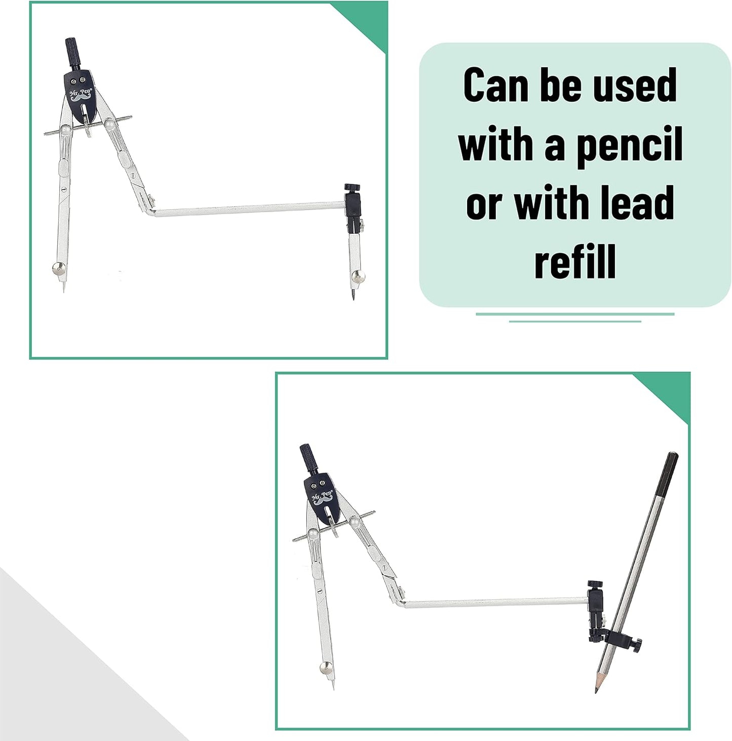 Mr. Pen- Professional Metal Compass with Wheel and Lock for Geometry, Compass Geometry Tool, Drawing Compass, Drafting Compass, Math Compass, Geometry Compass, Compass Drawing Tool, Compass Math