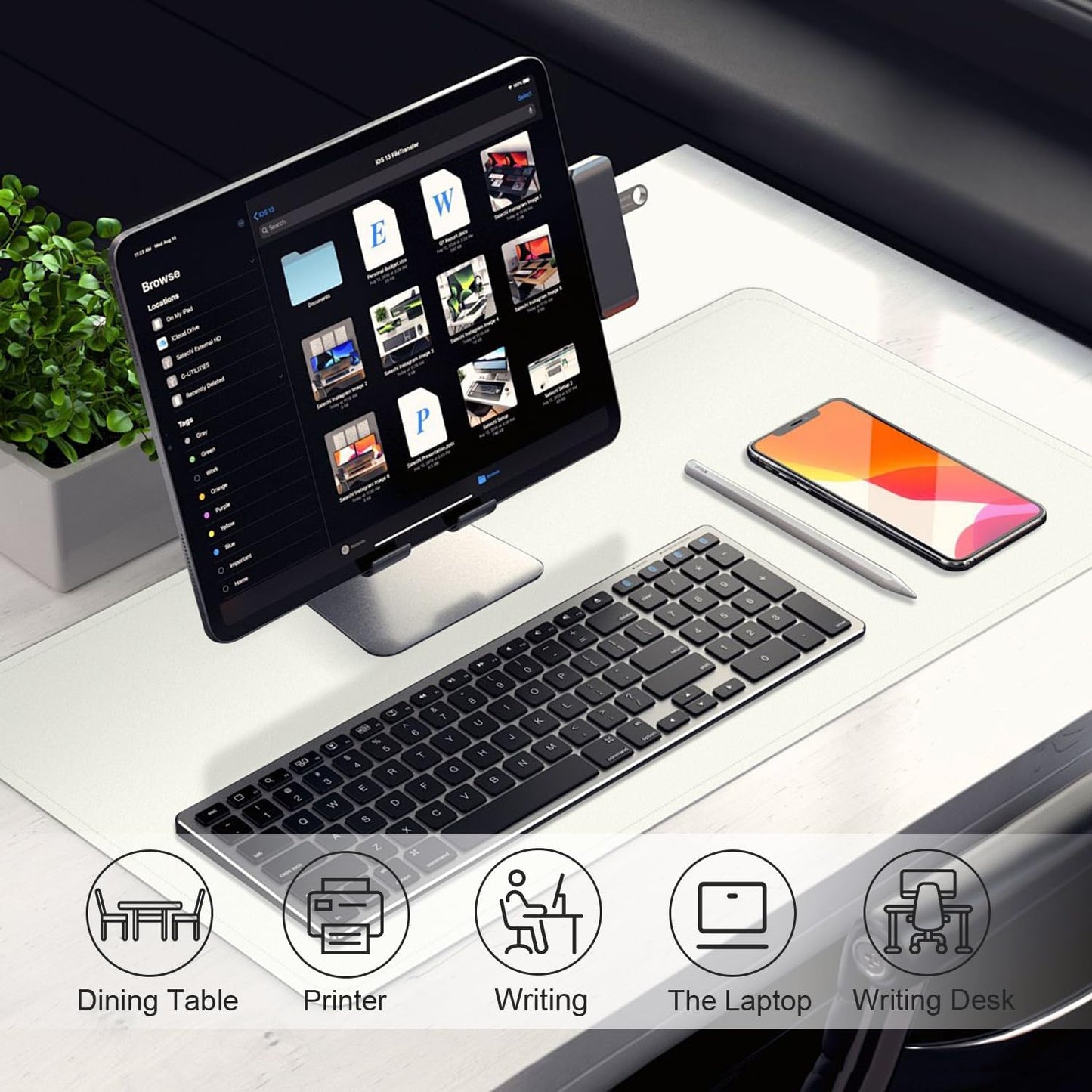 Large Desk Pad 47.2" x 17", Leather Desk Mat Protector, Non-Slip PU Leather Desk Blotter Pad, Large Mouse Keyboard Mat, Waterproof Desk Cover Pad for Office & Home (White)