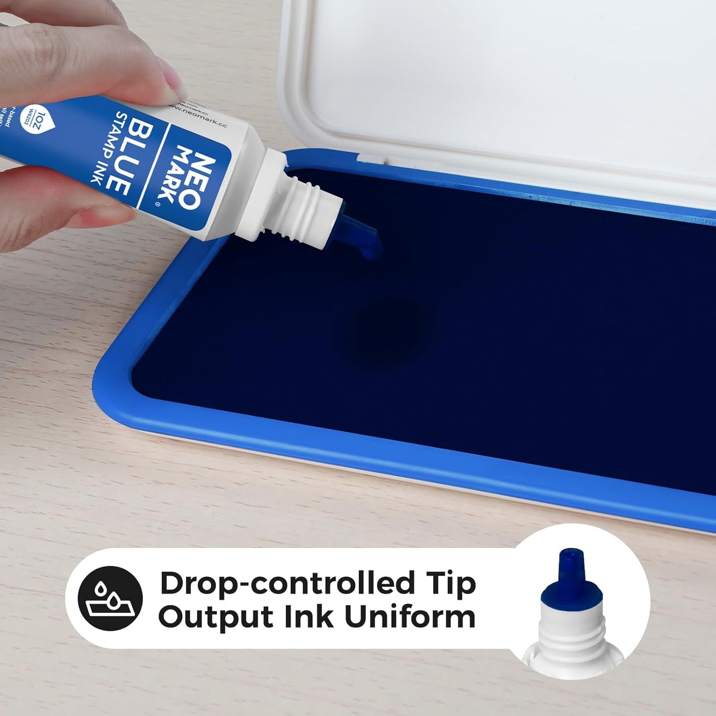 Premium Stamp Ink, Quick-Drying and AP-Certified Non-Toxic Refill Ink for Self-Inking Stamps, Date Stamps and Stamp Pads(Blue, 1oz)