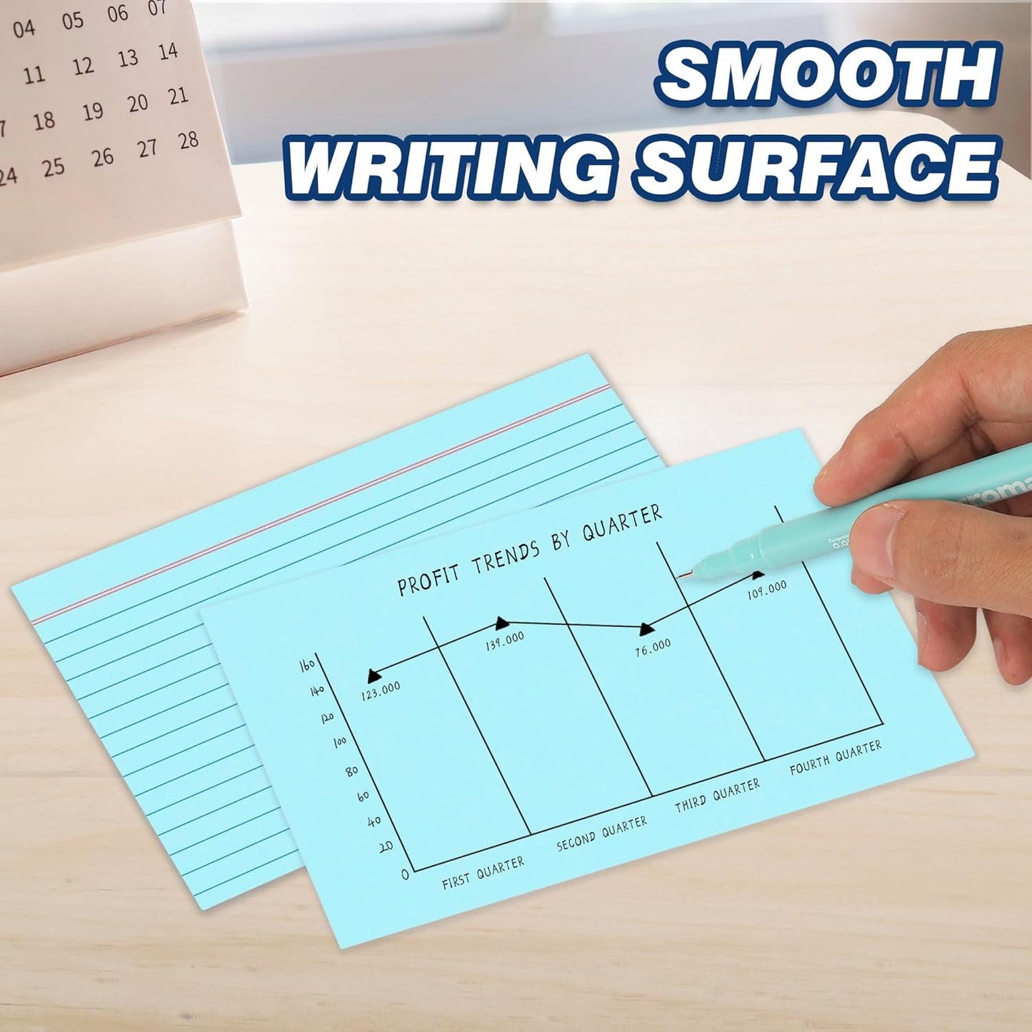 Chell 200 Count Index Cards 4x6 Inch Heavyweight, Ruled Front and Blank Back, 65 lb. Cover Weight, Pastel Colors