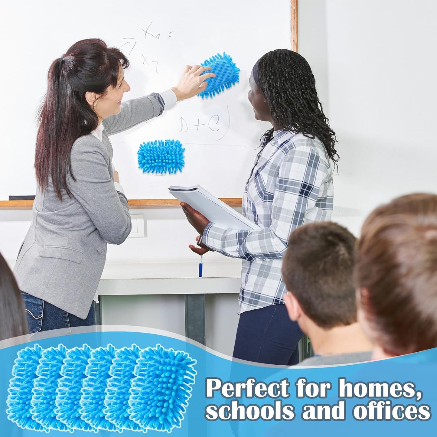 Sherr 18 Pcs Microfiber Shag Magnetic Dry Erase Erasers Washable School Whiteboard Eraser Bulk Colorful White Board Eraser for Chalk Markers Home Classroom Office (Blue)