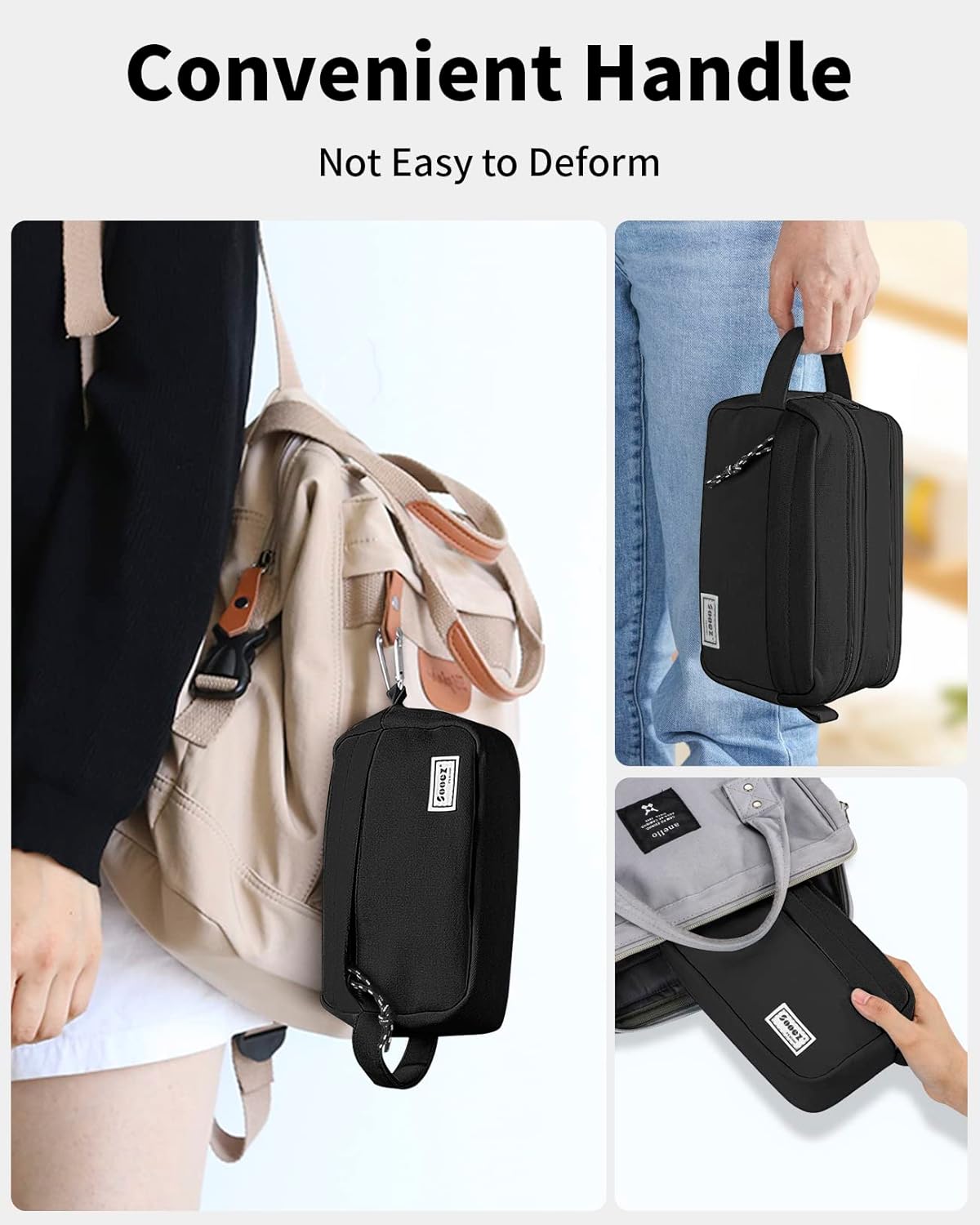 Sooez Big Capacity Pencil Case, Upgraded Canvas Pencil Pouch Large Pencil Bag Organizer, Separate Compartments Easy Grip Handle, Aesthetic Supply for School Teens Adults, Black Pen Case