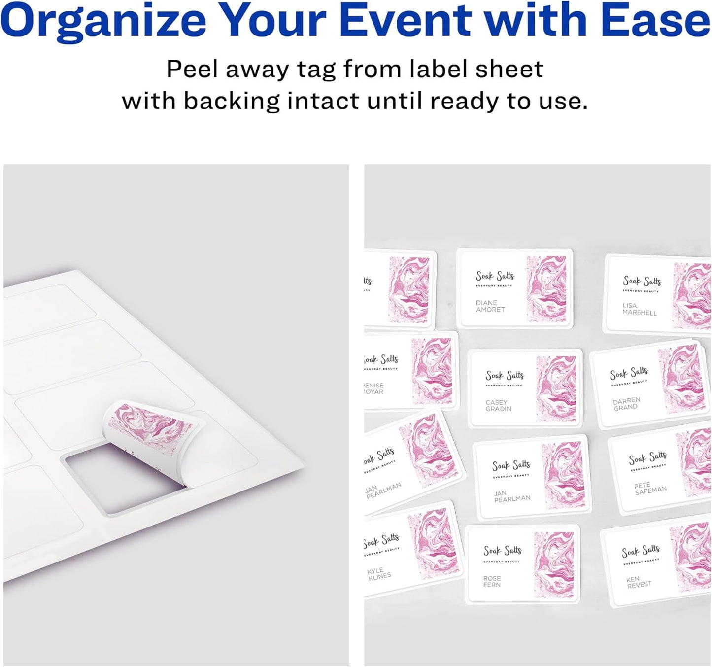 Avery Flexible Printable Name Tags, 2-1/3" x 3-3/8", Matte White, 400 Removable Name Badges for Laser and Inkjet Printers (5395)