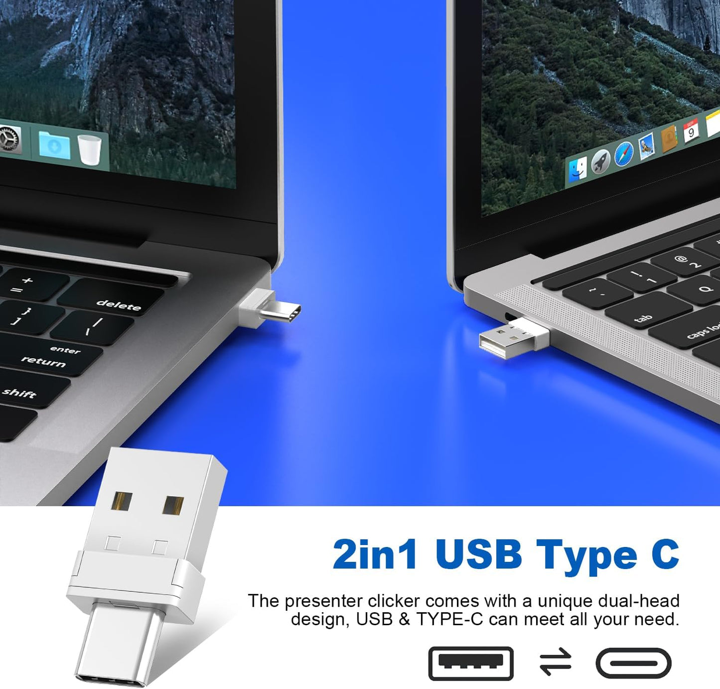 QUI Presentation Clicker Wireless Presenter Remote Clicker for PowerPoint Presentation Remote, PowerPoint Slide Advancer for Mac/Windows/Linux, Google Slide/PPT/Keynote, Type-c, Pink