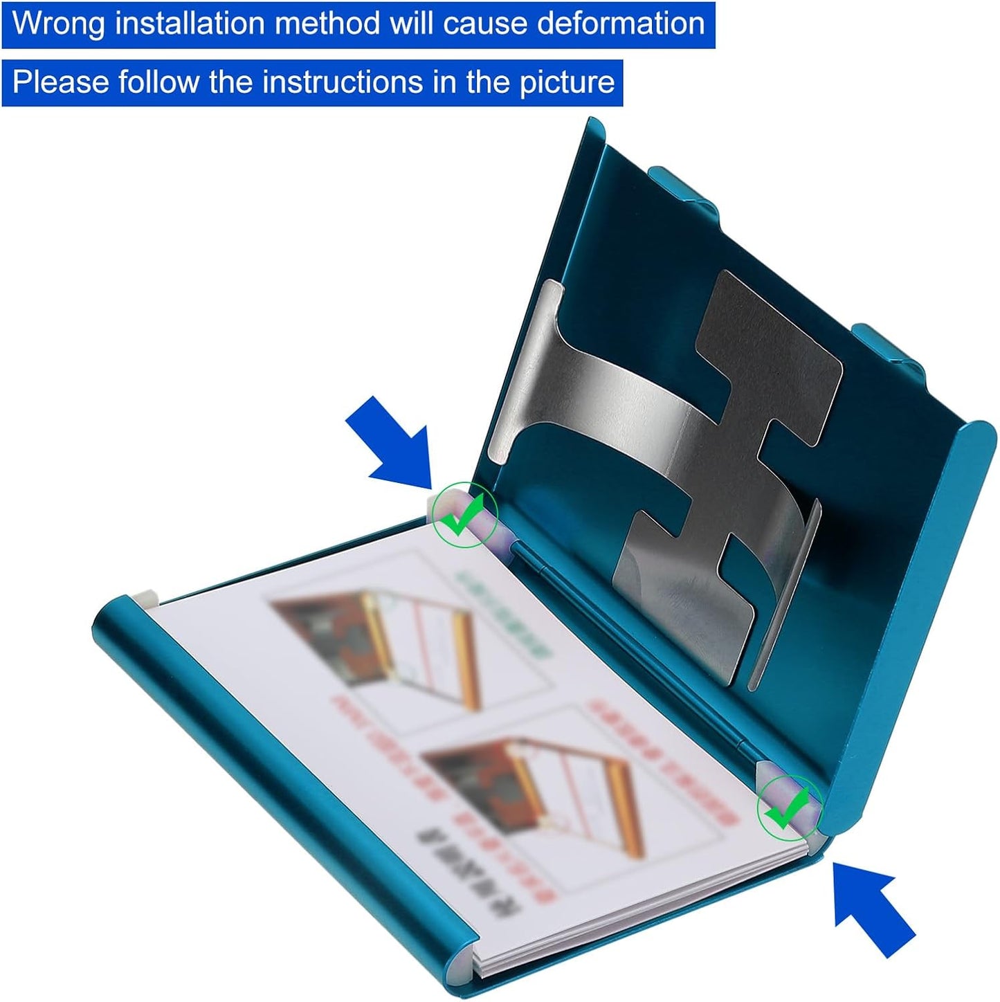 PATIKIL 2 Pcs Business Card Holder, Thumb Drive Business Card Holder Portable Business Card Holders Alloy Slide Out Card Case for Business Meeting, Blue