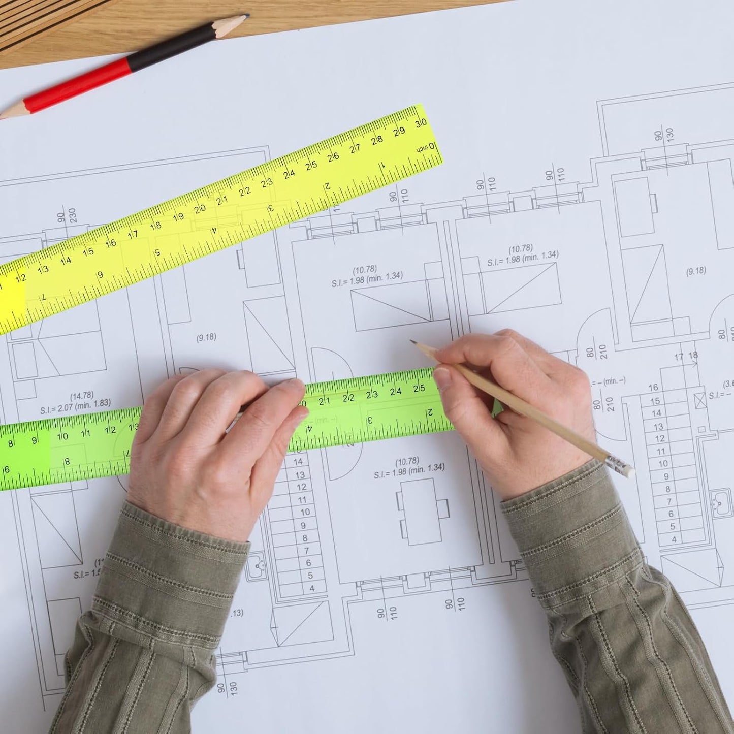 30 Pack Clear Ruler Plastic Rulers 12 Inch Transparent Assorted Color Kids Ruler Bulk for School with Centimeters Millimeter and Inches, Measuring Tools for Student School Office Home